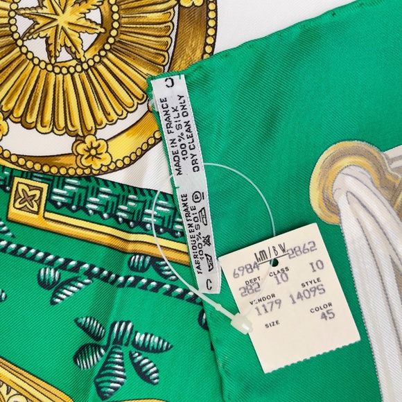 NWT Vintage Hermes Scarf "Etriers" Green - Picture 3 of 10